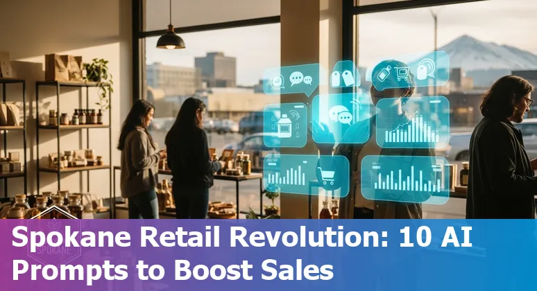 Retail store in Spokane with AI icons overlay showing inventory, chatbot, and dynamic pricing.