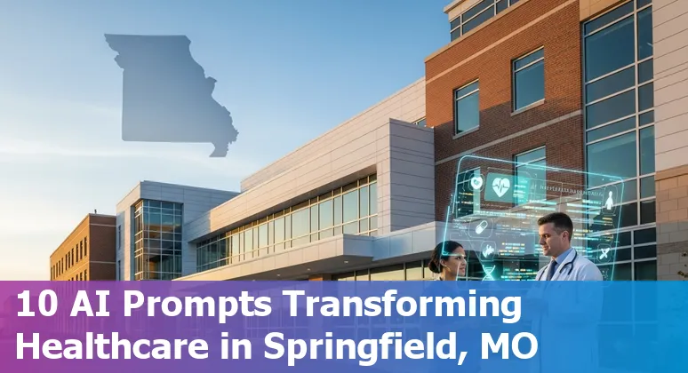 Doctor using AI-powered clinical dashboard with Springfield skyline in background