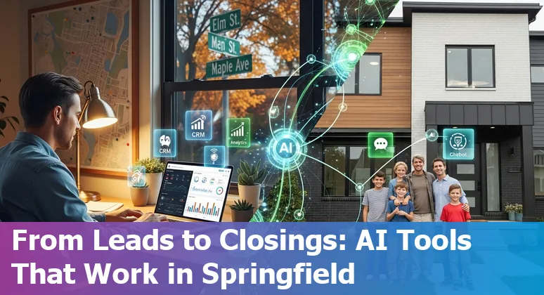 AI tools and Springfield, Missouri skyline representing AI in real estate in Springfield, MO, 2025