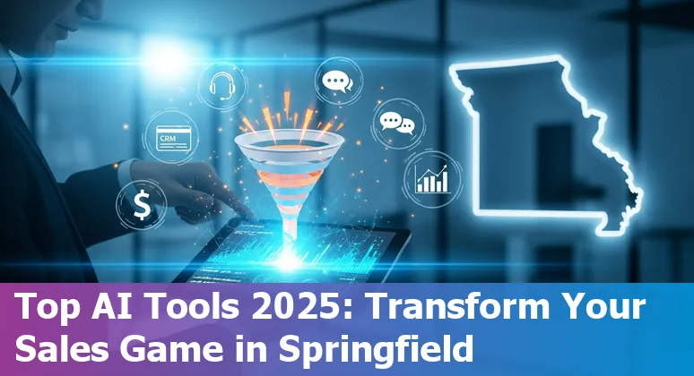 Sales professional using AI-powered tools on a laptop in an office in Springfield, Missouri.