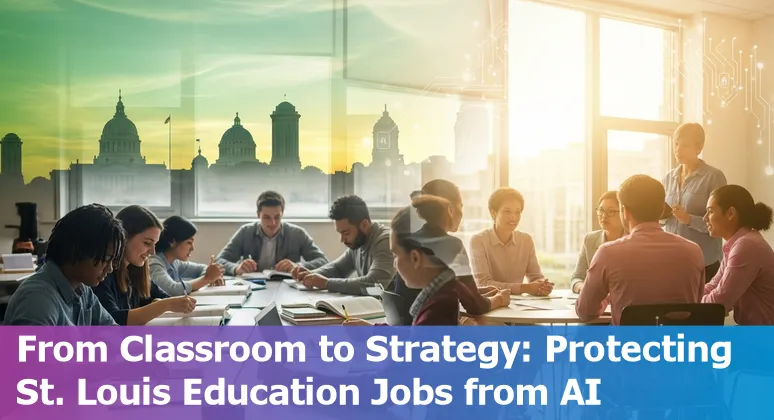 Teacher using AI tools in a St. Louis classroom with Gateway Science Academy logo visible