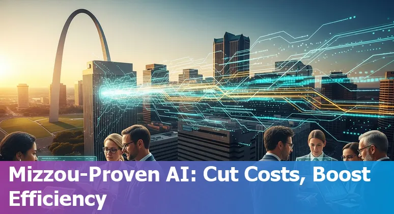 St. Louis, Missouri financial services team using AI dashboard with Gateway Arch visible