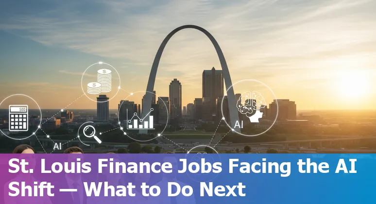 A St. Louis skyline overlayed with icons for audit, tax, M&A, operations, and analytics representing jobs at risk from AI.