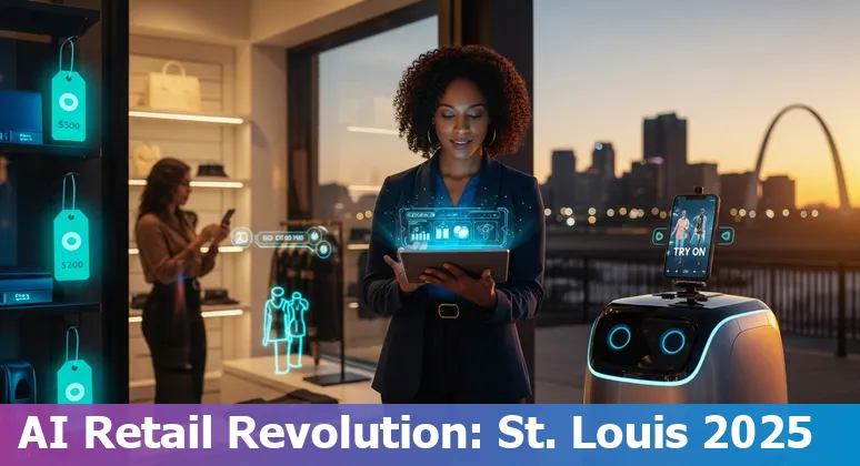 Retailers in St. Louis, Missouri using AI tools in a store dashboard and smart shelves image