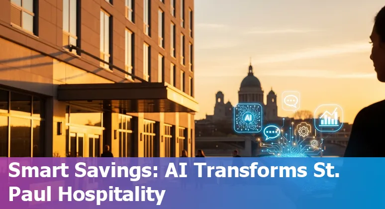 St. Paul, Minnesota hotel lobby with AI-enabled kiosk and smart thermostat showing efficiency improvements