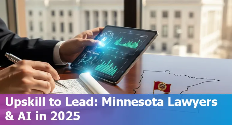 Legal professionals in St. Paul, Minnesota discussing AI adoption and upskilling in a law firm conference room