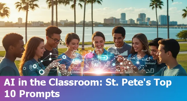Educators using AI tools like ChatGPT and Canva in a St. Petersburg classroom with USF campus in background