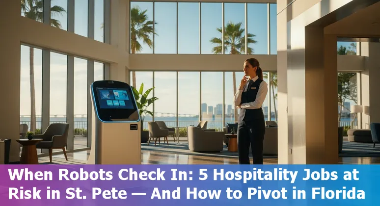 St. Petersburg hotel front desk with self-check kiosk and staff assisting a guest