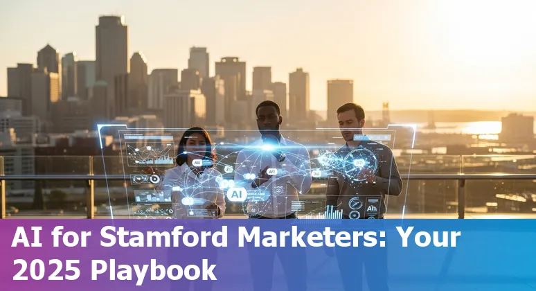Marketing professional using AI tools in Stamford, Connecticut office in 2025