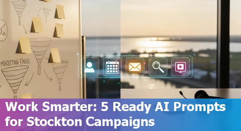 Stockton marketer using AI prompts on laptop with Port of Stockton in background