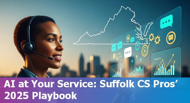 Customer service agent using AI tools in an office in Suffolk, Virginia in 2025