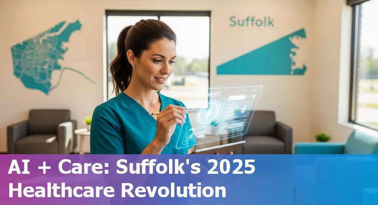 Healthcare AI illustration for Suffolk, Virginia: clinicians, AI tools, and hospital setting in 2025