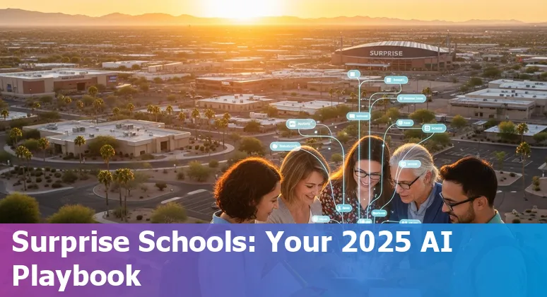 Teachers and students using AI tools on laptops in a Surprise, AZ classroom, 2025