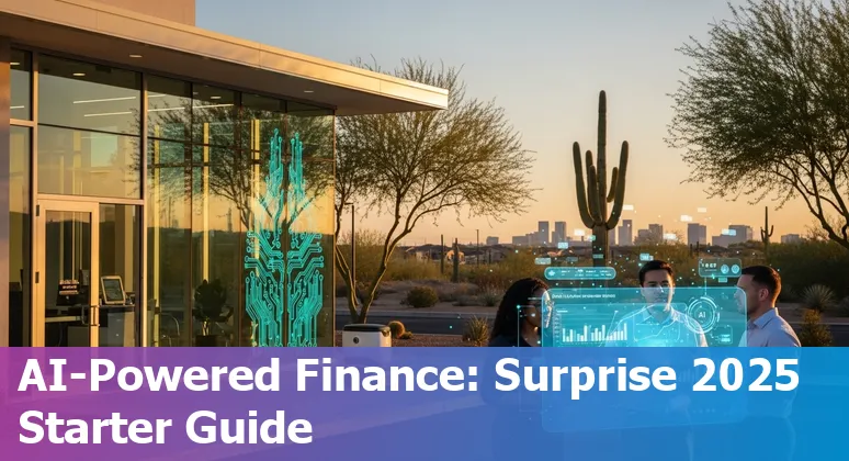 AI in financial services in Surprise, Arizona, US — chart, chatbot, and compliance icons