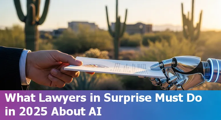 Surprise, Arizona lawyer using AI tools on a laptop — 2025 legal tech adaptation in Surprise, Arizona