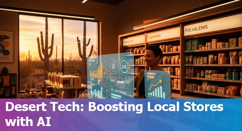 Retail workers using AI tools in a Surprise, Arizona store — robots, dashboards and chatbots helping staff