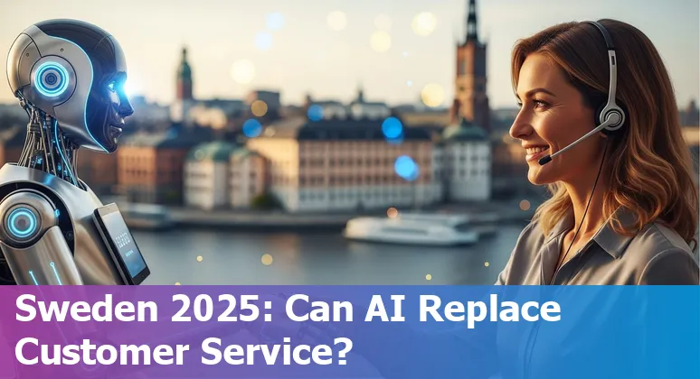 Customer service team and AI overlay in Sweden illustrating AI's impact on customer service jobs in Sweden