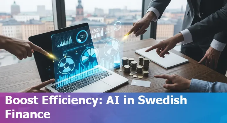 Banking and AI concept showing Swedish flag and data visualisation — AI in financial services in Sweden