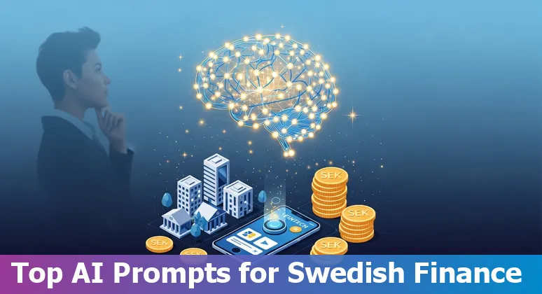 Illustration of AI in Sweden's financial sector with stock exchange, BankID icon and AI diagrams
