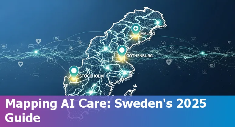 Vårdkartan interactive map showing AI healthcare initiatives across Sweden in 2025
