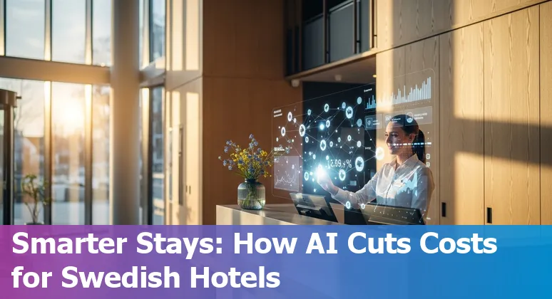 Hotel staff reviewing AI dashboards for revenue, energy and guest messaging at a hotel in Sweden