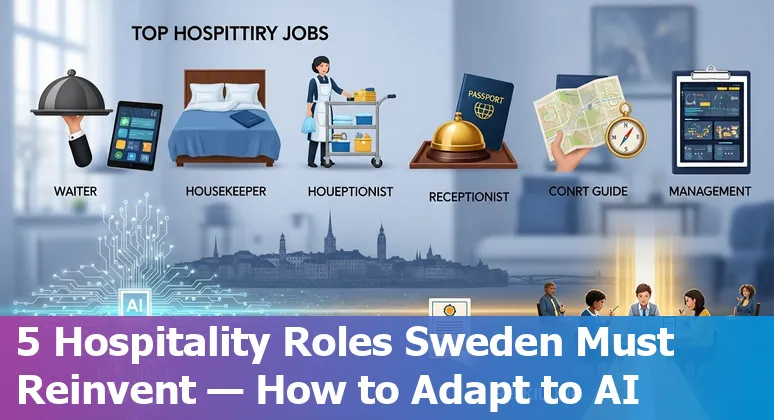 Hotel reception and digital kiosk in Sweden illustrating AI's impact on hospitality jobs