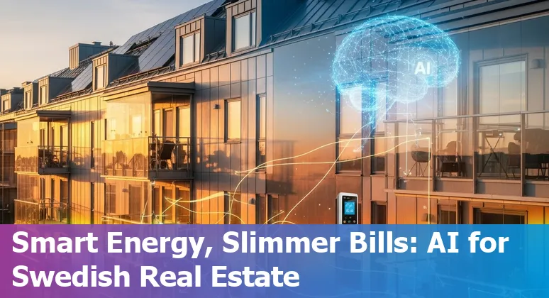 Smart building sensors and AI energy controls on a Swedish apartment block illustrating AI energy optimization in Sweden
