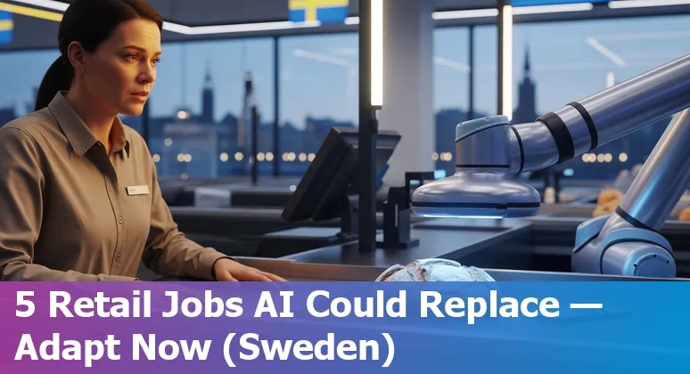 Retail workers in a Swedish store with AI and automation icons overlayed