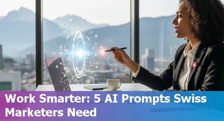 Swiss marketer using AI prompts for multilingual campaigns across DE/FR/IT/EN with charts and a checklist