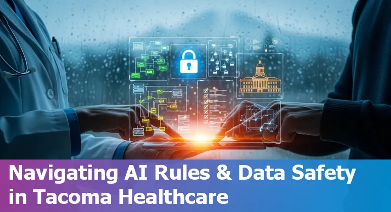 Doctors and AI interface overlay at MultiCare Tacoma General Hospital in Tacoma, Washington — AI in healthcare 2025
