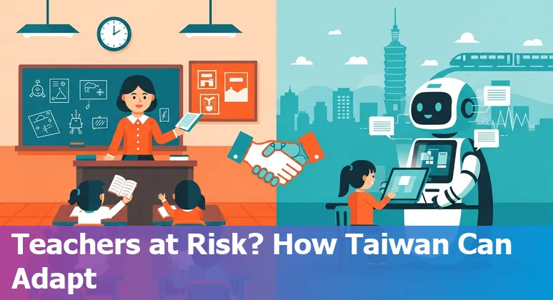 Taiwan teacher using AI tools with students and laptops in a classroom