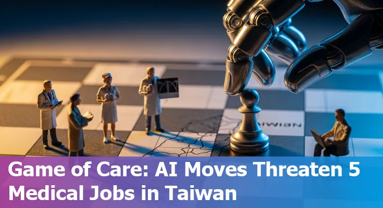 Healthcare worker in Taiwan reviewing AI-assisted medical imaging on a monitor alongside a clinician, illustrating AI adaptation in hospitals