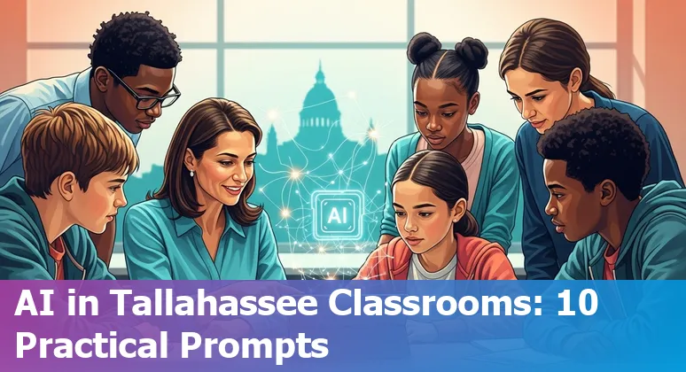 Students and educators in Tallahassee using AI tools like ChatGPT and Khanmigo on laptops in a classroom.