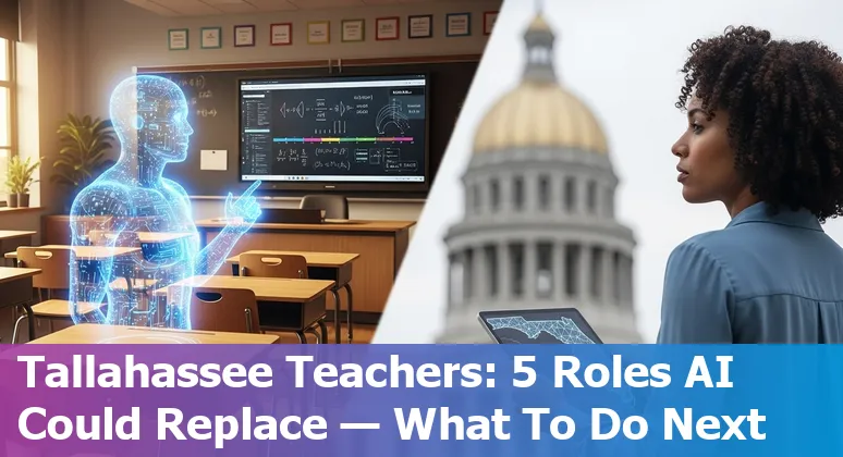 Tallahassee educator using AI tools on a laptop in a college campus setting