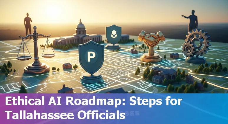 City of Tallahassee, Florida government AI tools illustration showing drones, police cars, and utilities dashboards in 2025
