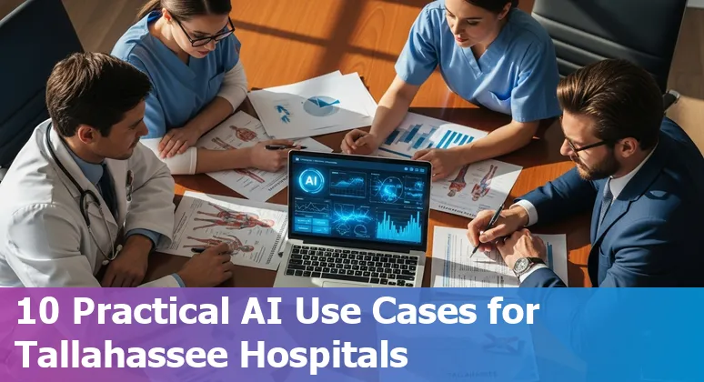 Healthcare professionals reviewing AI-driven EHR summaries and radiology images on screens in a Tallahassee clinic.