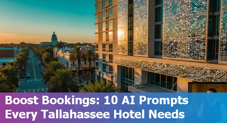 Hotel front desk with smartphone showing digital key and Tallahassee skyline in background