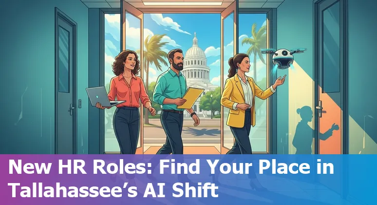 HR professional using AI tools in Tallahassee, Florida office — image showing hybrid human-AI teamwork