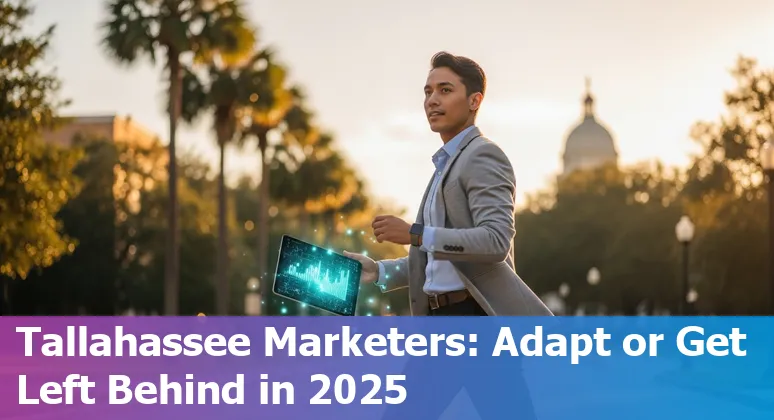 Person learning AI marketing tools in Tallahassee, Florida, US skyline background