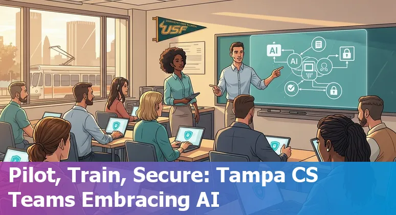 Customer service professional using AI tools in Tampa, Florida office, 2025