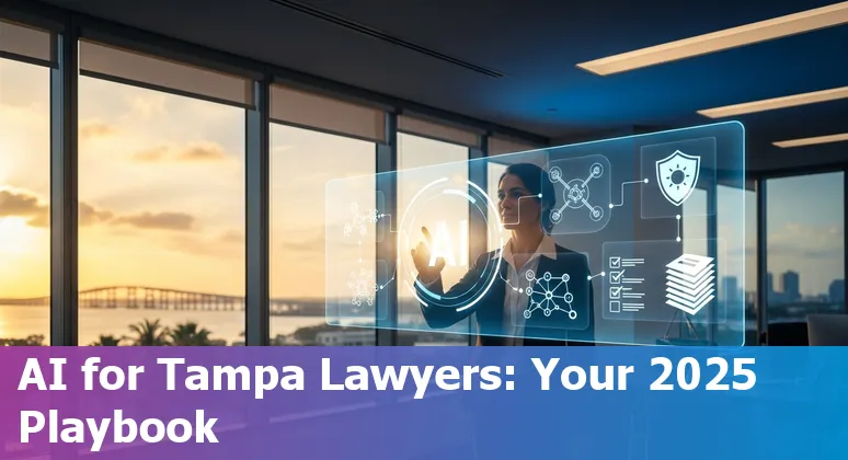 Tampa, Florida attorney using AI tools on a laptop with Tampa skyline in the background, 2025
