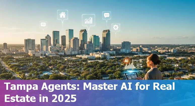 Real estate agent using AI tools on a laptop in Tampa, Florida with the Tampa skyline in the background