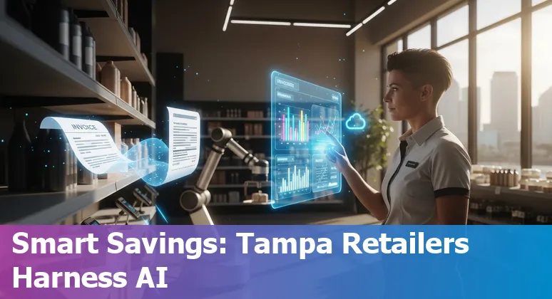 Retail team reviewing AI-driven dashboard for a Tampa, Florida store — boosting efficiency and cutting costs.