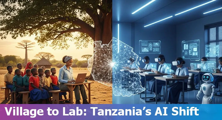Educators and students in Tanzania using AI tools in a Dar es Salaam classroom, 2025
