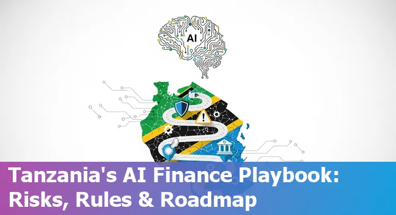 Illustration of AI transforming banking and fintech in Tanzania in 2025, showing mobile money and data charts in Tanzania