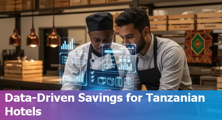 Hotel staff using an AI-powered dashboard in Tanzania to reduce costs and improve efficiency