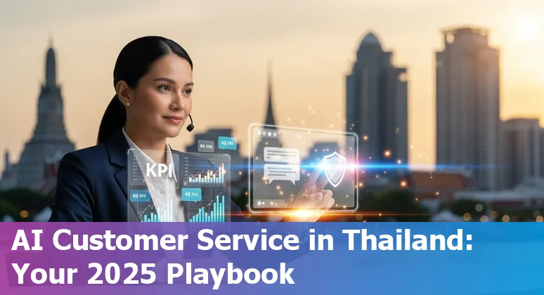 Customer service AI dashboard with chatbot analytics and Thai flag, Thailand