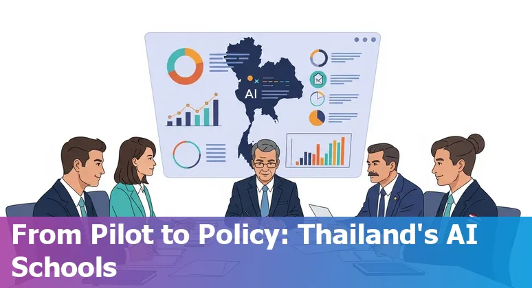 Students using AI learning tools in a Thai classroom, Thailand, in 2025