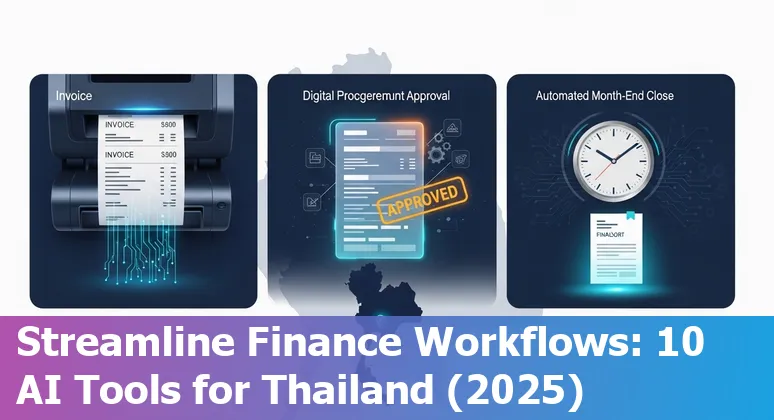 Collage of logos: Concourse, StackAI, Anaplan, BlackLine, HighRadius, AppZen, Coupa, Workiva, Planful, Microsoft Copilot with Thai baht and finance charts