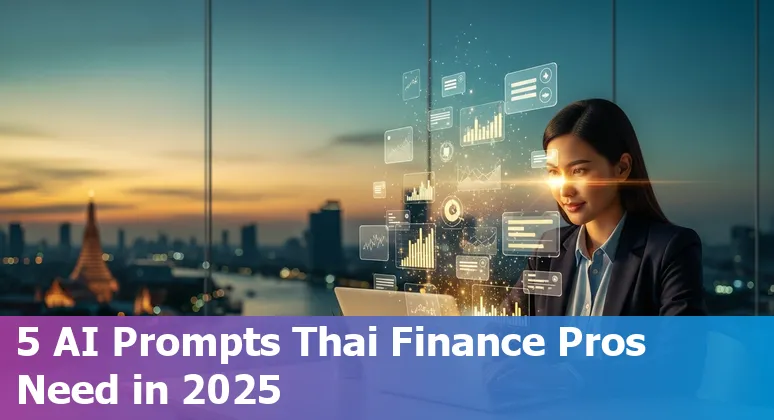Thai finance professional viewing AI-generated cash and forecast dashboard on a laptop